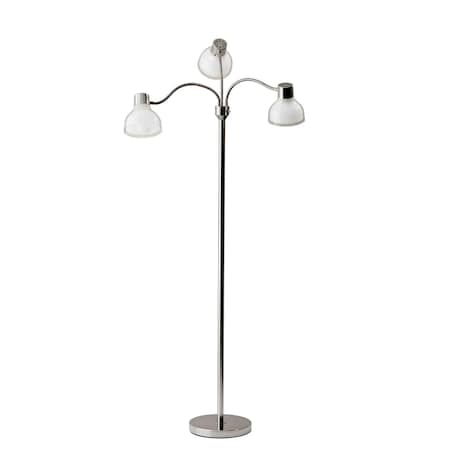 Homeroots Chrome Metal 3-Arm Floor Lamp30 x 30 x 69 in. 372611